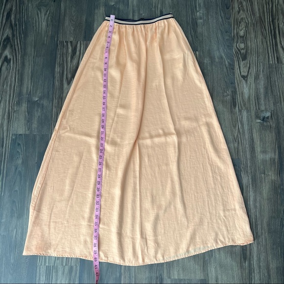 Zara Basics Maxi Peach Skirt with Navy Elastic Waist Detail - Picture 12 of 12